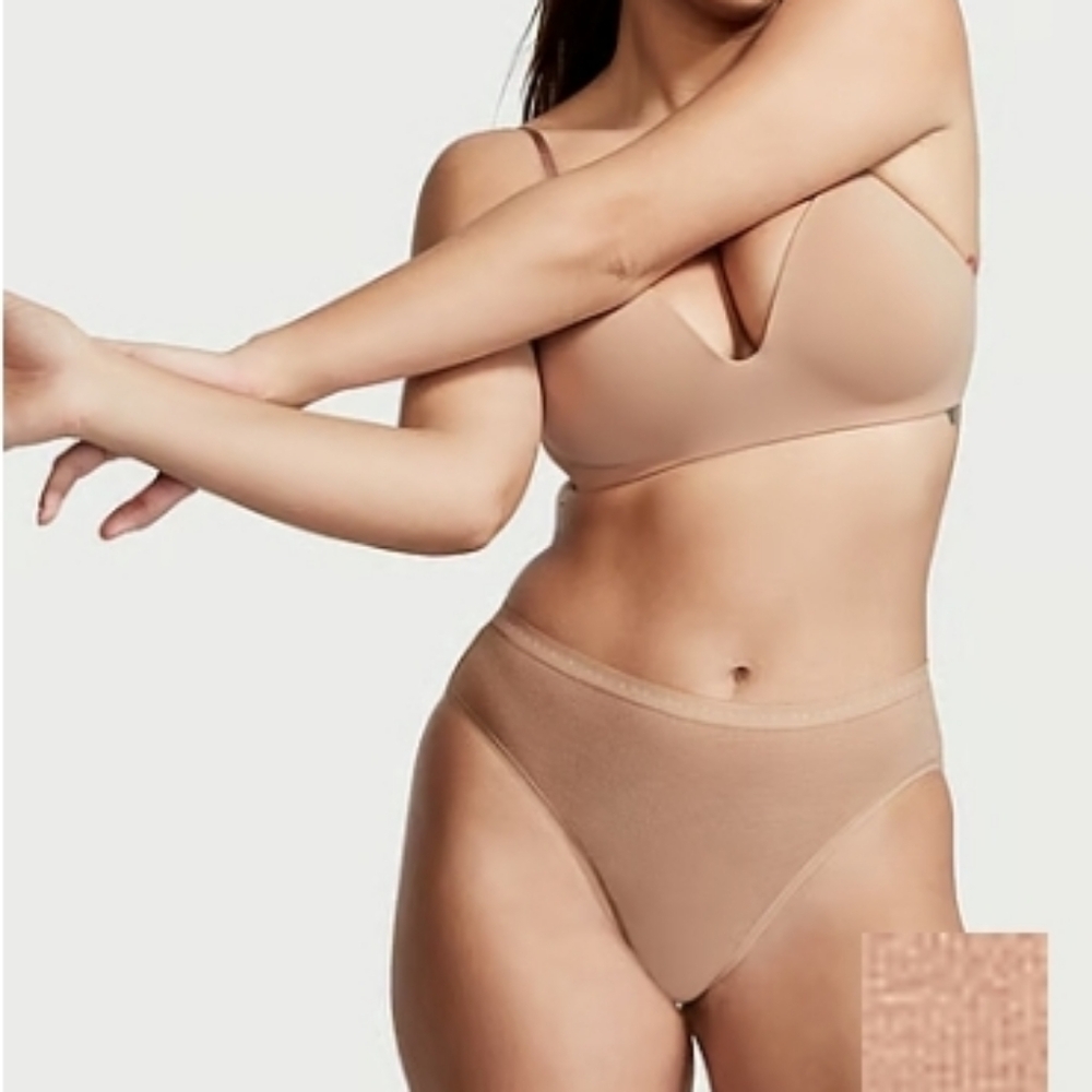 Victoria's Secret Stretch Cotton High-Leg Brief Panty Size XXL Beige Praline